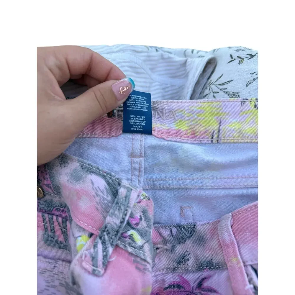 Arizona Jean Co Tropical Print Cutoff Denim Shorts Size 11
